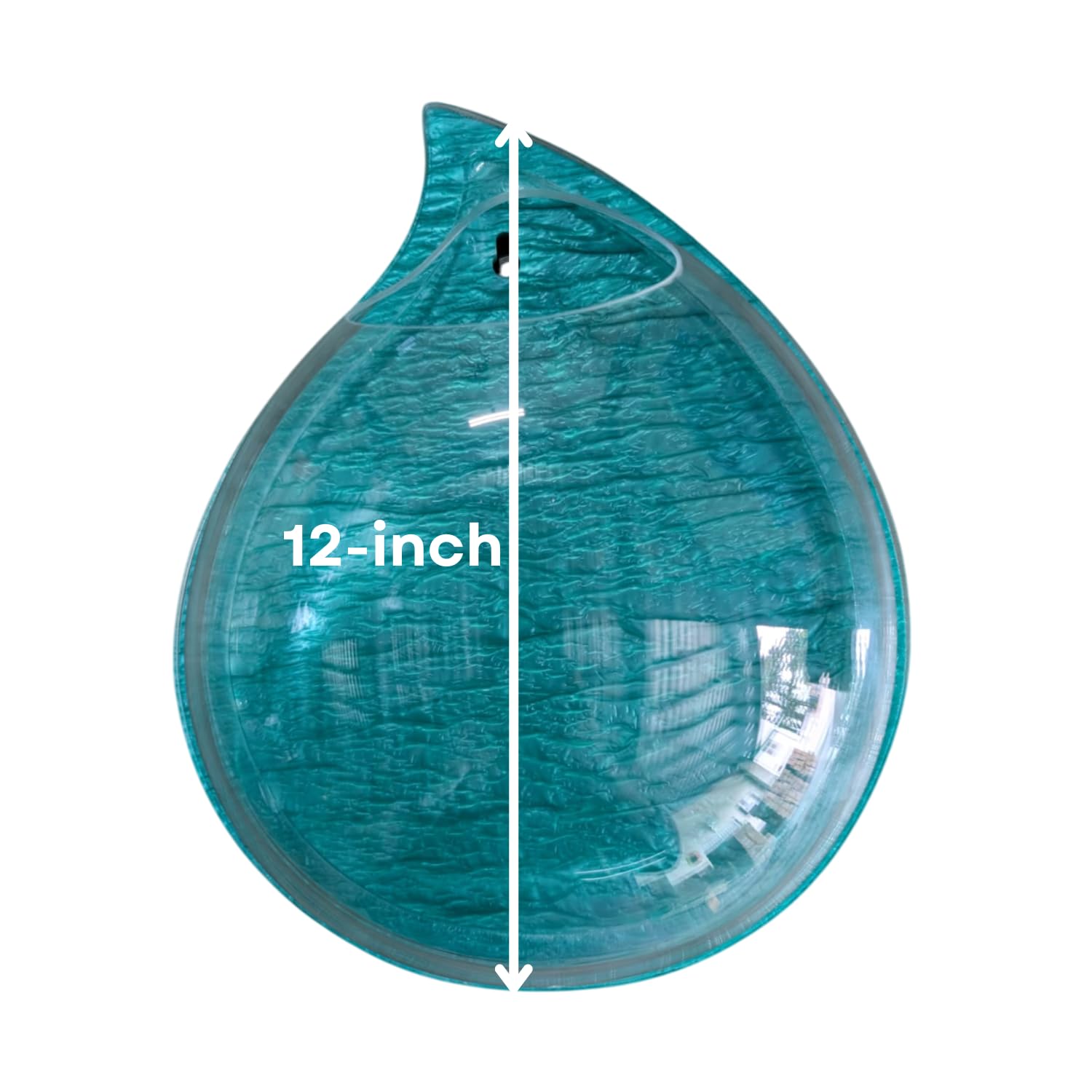 Wall Mount 12-inch Blue Drop Shape Fish Bowl – Decorative Hanging Aquarium (Without Stand) | Space Saving Design | Compact Aquarium for Betta, Guppies & Plants