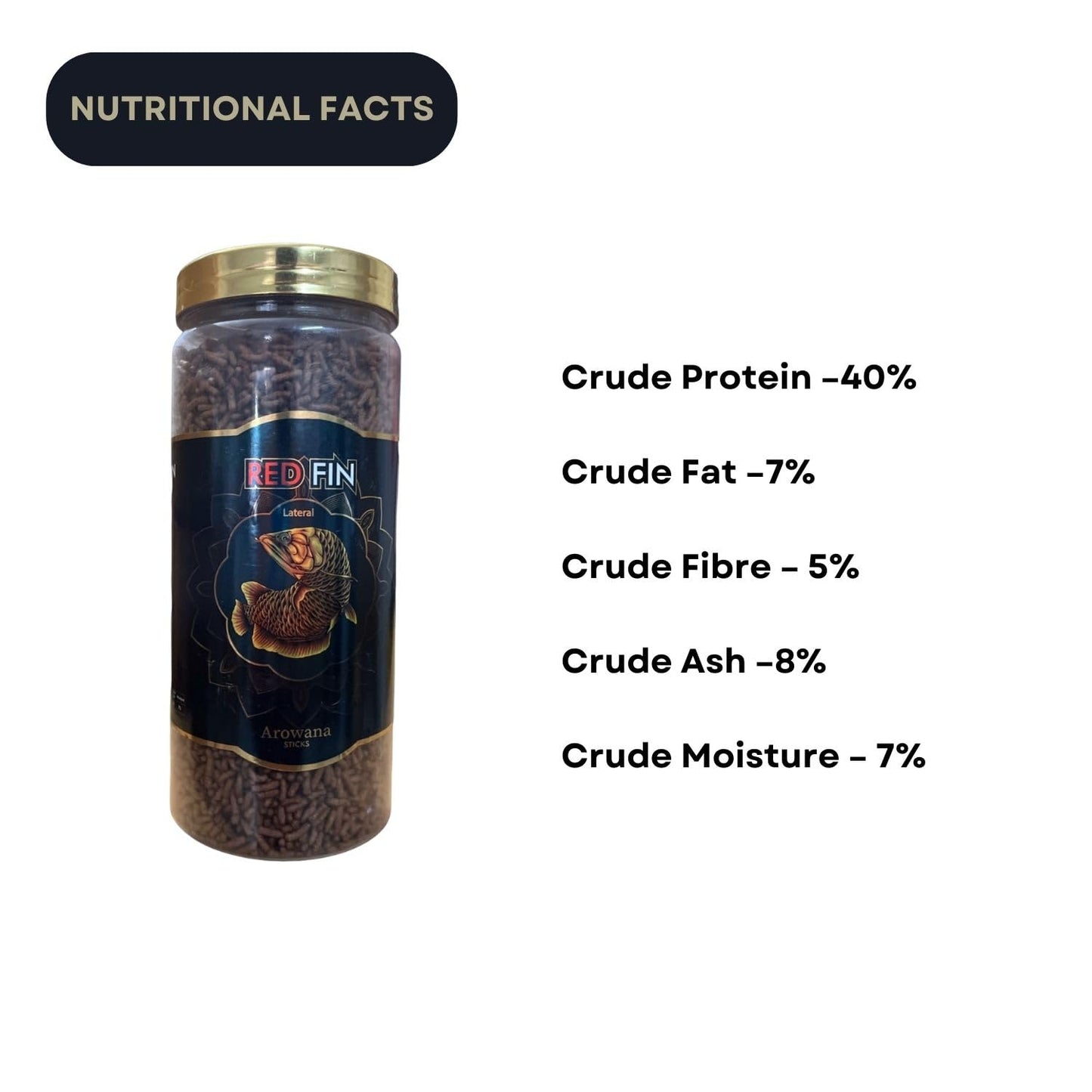 TUNAI SF+ Red Fin Baby Fish Arowana Food Sticks | Supports Muscle Growth, Immune Function, and Vitality (380 Gms, Small Pellets)