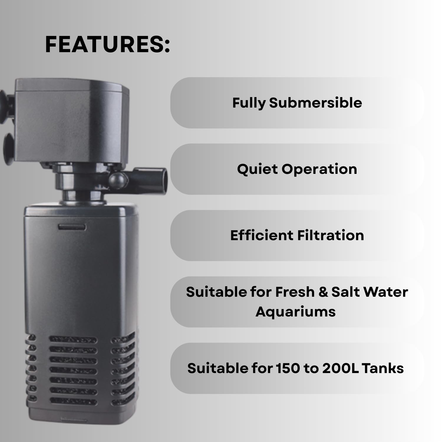 S0B0 WP-1000F Internal Filter for Aquarium Fish Tank | Completely Submersible | Absorbs Dirt & Clean the Water | For Fresh and Marine Water Tank | Power:15W | F.Max: 650L/H | Original from Tunai Store