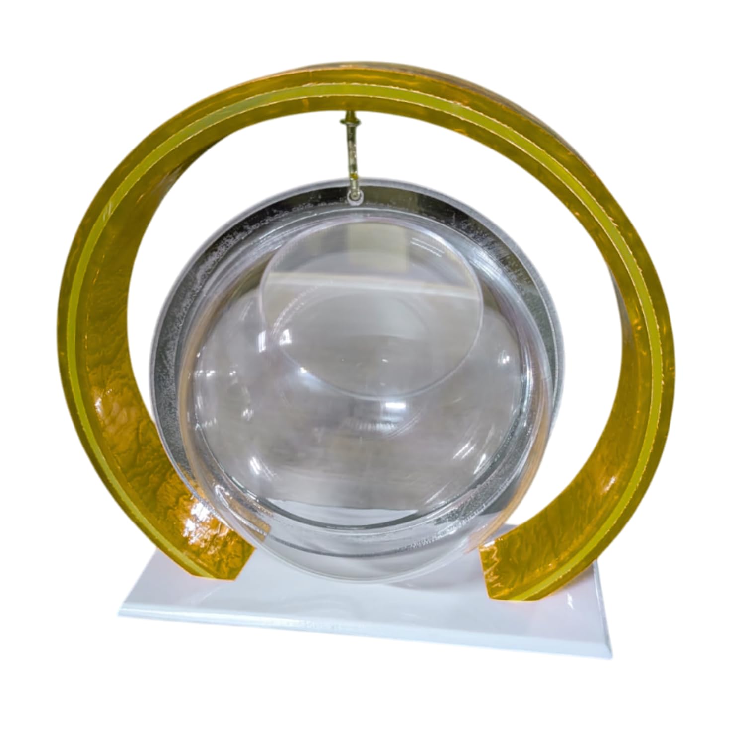 Double Bowl 6-inch Yellow Round Fish Bowl – Standing & Hanging Decorative Aquarium for Home & Office | 2-in-1 Double Bowl Round Fish Tank