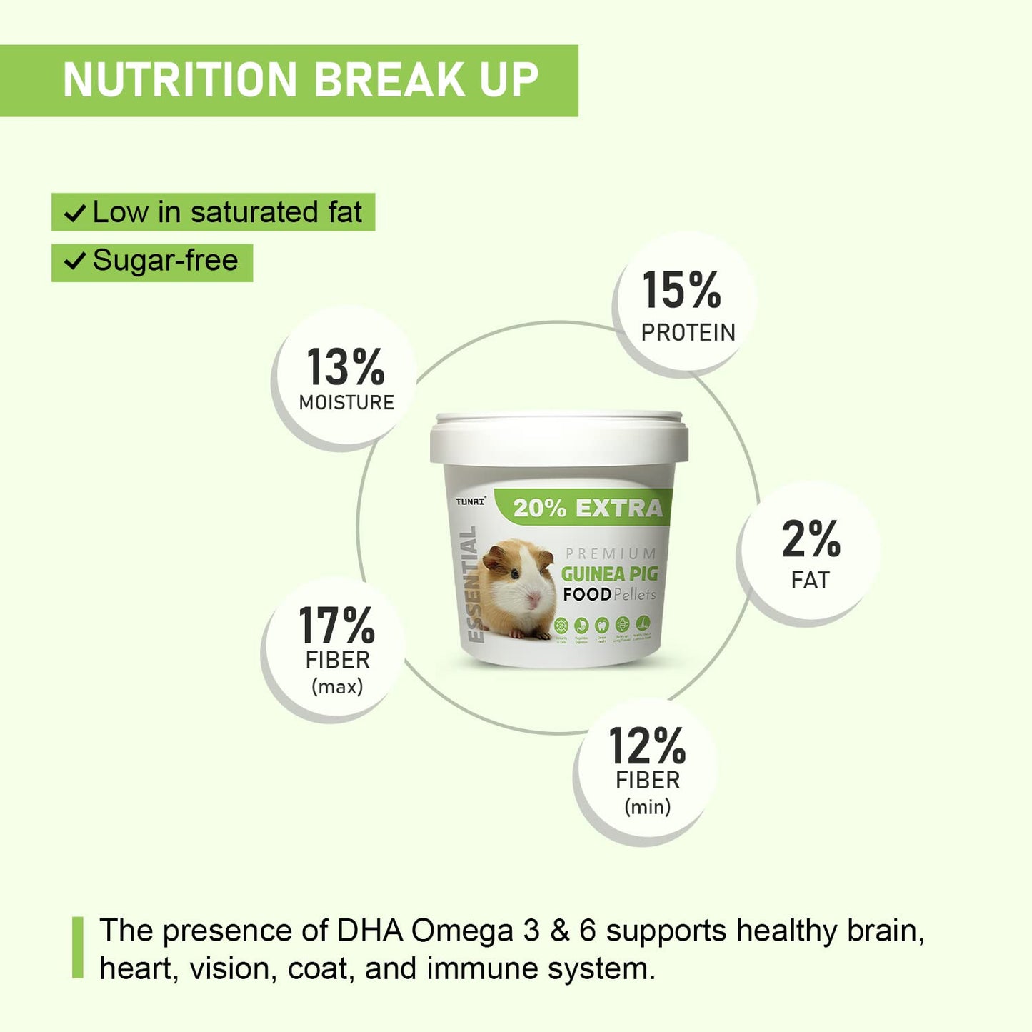 TUNAI Guinea All Life Stages, Stick Pig Food |500G+20% Extra| Fortified with Dha Omega 3&6 and Vitamins for Better Skin Coat, and Easy Digestion