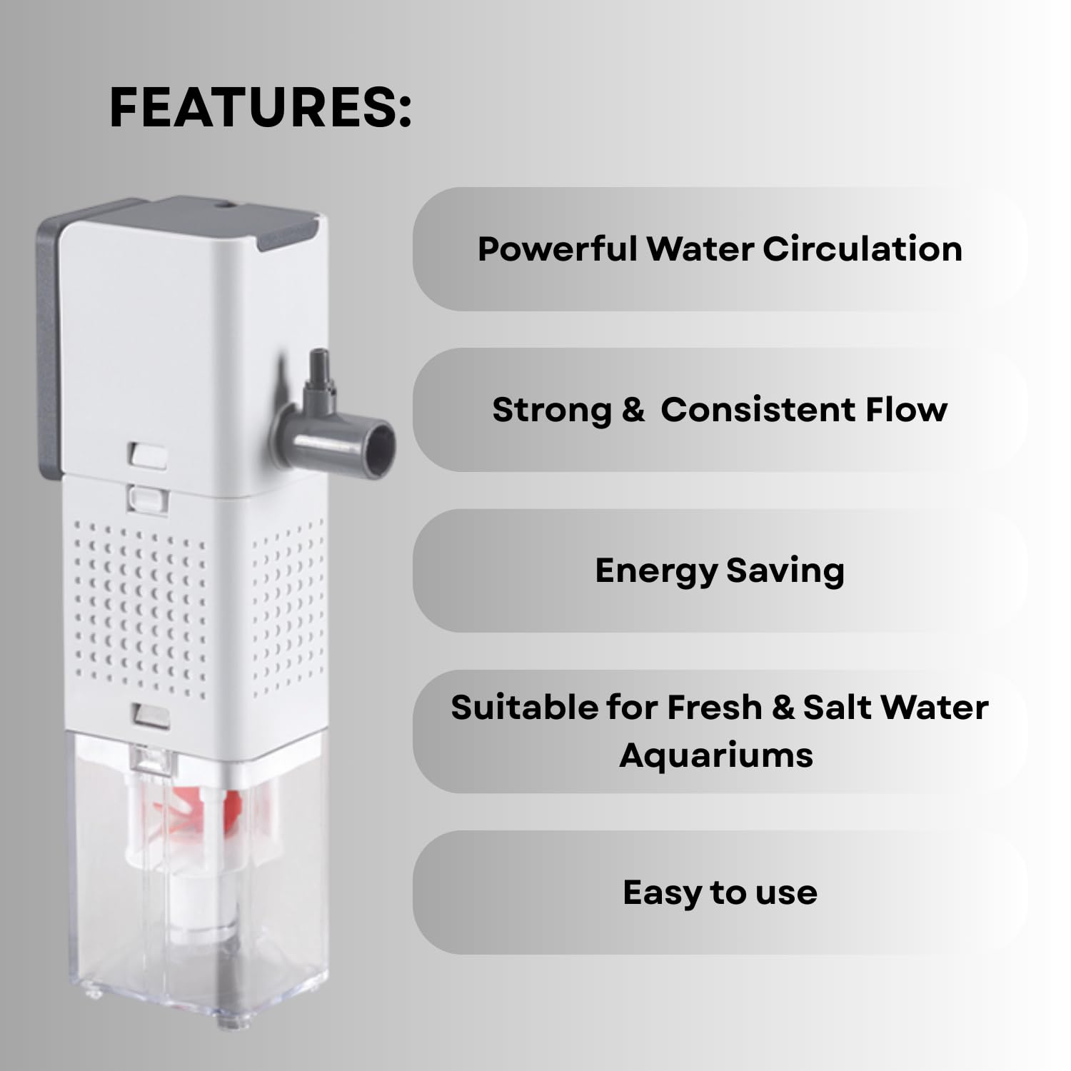S0B0 AQ-1500F Internal Filter for Aquarium Fish Tank | Powerful Water Circulation | Strong and Consistent Flow | Completely Submersible | Power: 25W | F.Max: 1500L/H | Original from Tunai Store