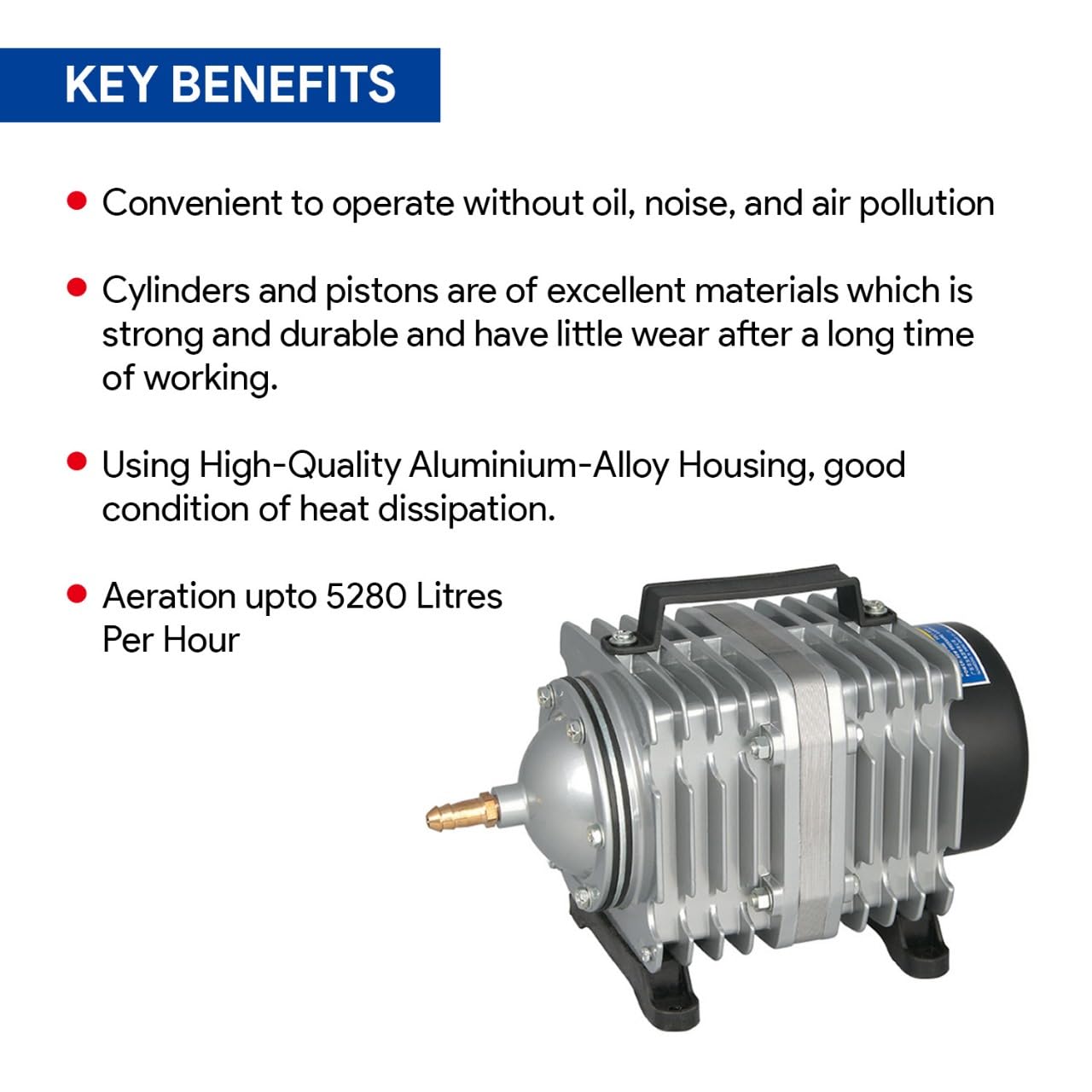 Tunai+ ACO-006 | 80 Watts, 88 Liters Per Minute| Strong Aeration Oxygen Air Pump for Fish Pond, Fish Breeders, Large Size Aquarium in Restaurants, Homes and Malls