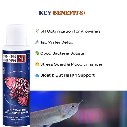 Sunken Garden Arowana Water Conditioner | for Strength, Color & Calm Behavior | Multi-Action Conditioner for Arowanas (100 ml)