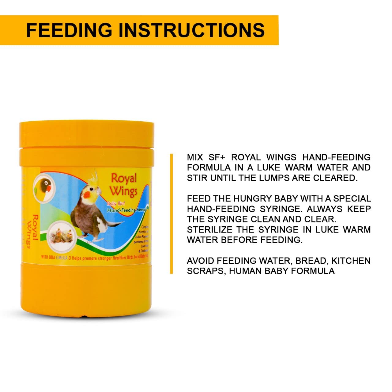 SF+ Royal Wings Hand Feeding Formula Bird Food | 250g | for All New Born Birds