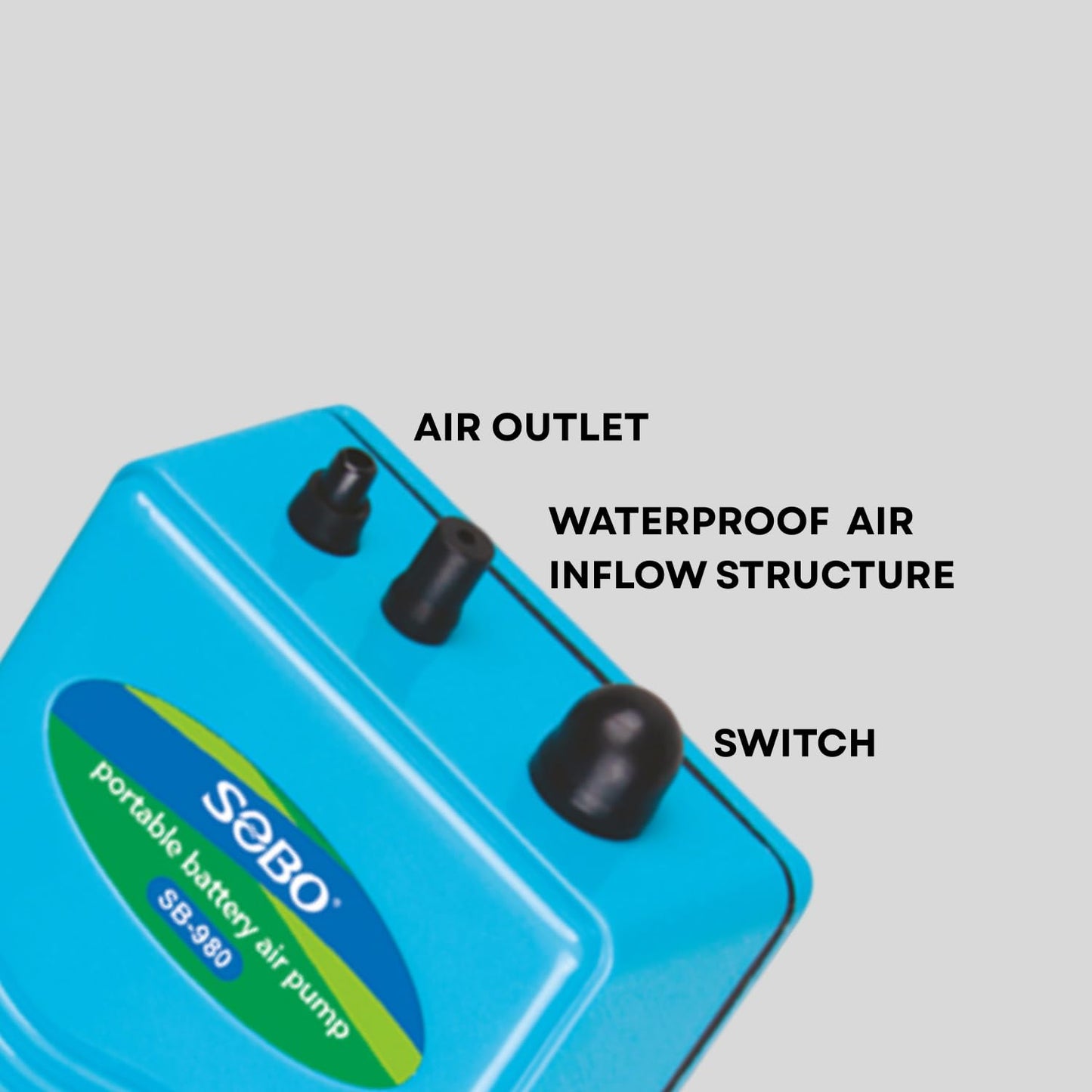 S0B0 Portable Battery Air Pump for Aquarium Fish Tank | Ease and Quiet Operation | Ideal for Smaller Tanks | (Original from Tunai Store) (SB-980)