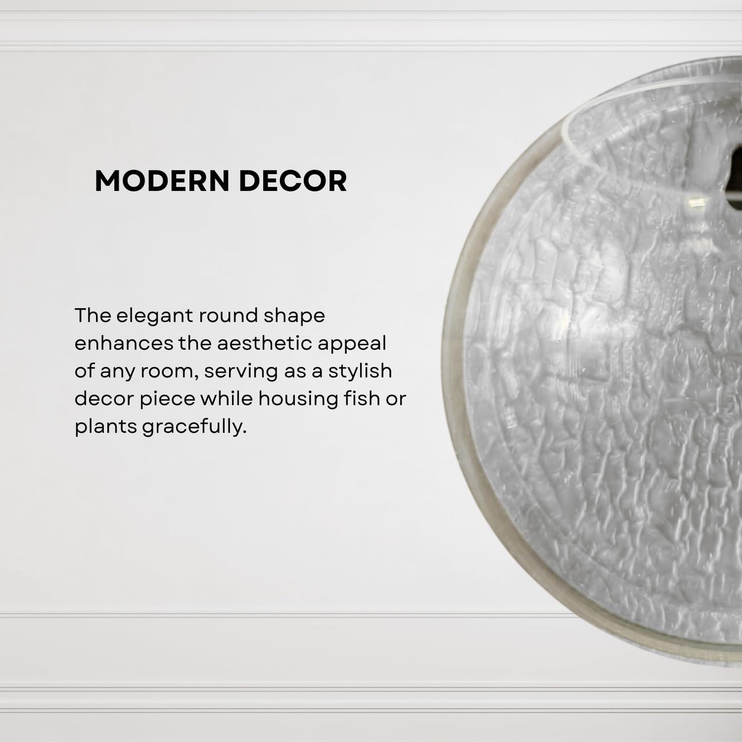 Wall Mount 6-inch White Round Shape Fish Bowl – Without Stand | Modern Aquarium for Home, Office & Café Décor | Compact and Space Saving Design | Elegant Fish Tank & Plant Terrarium