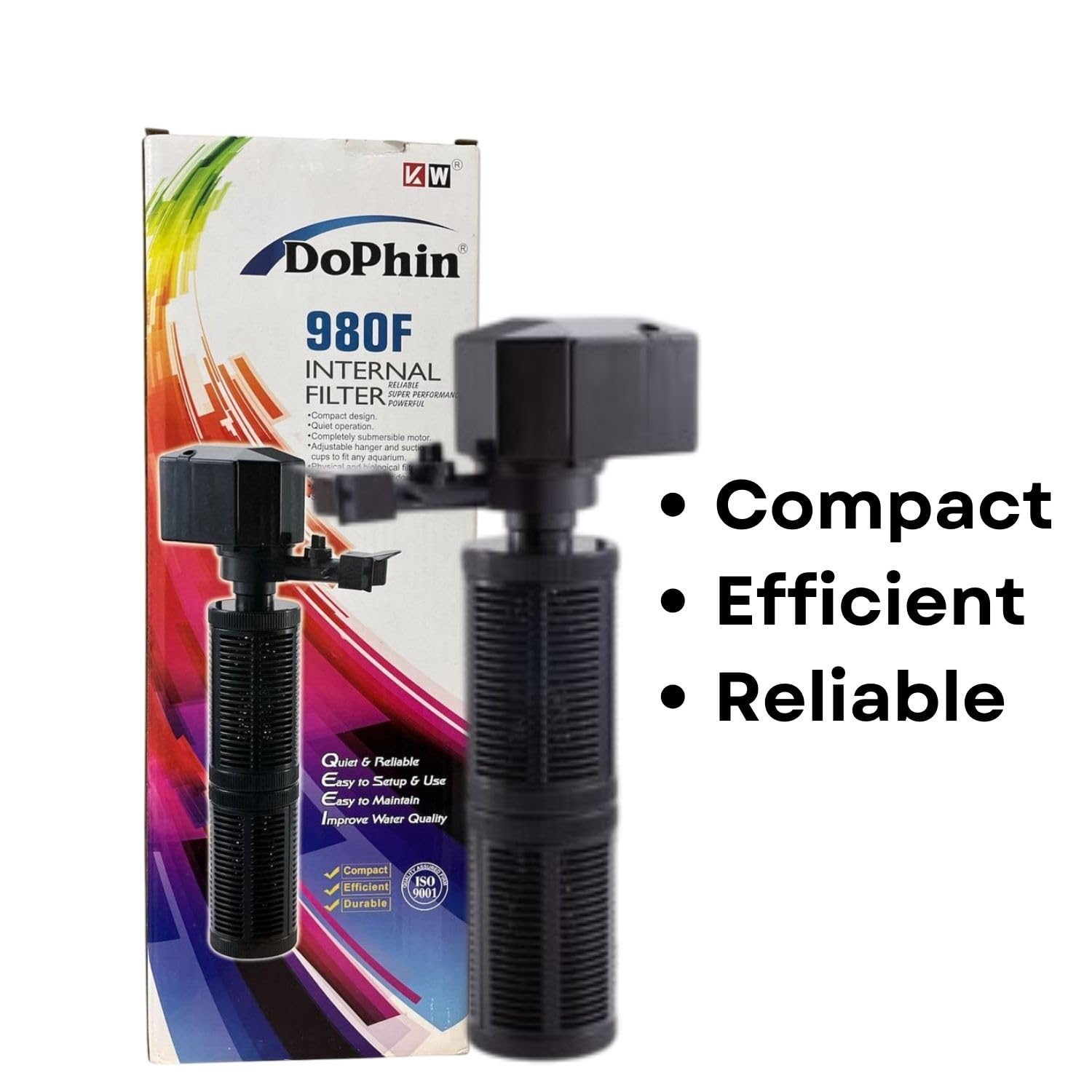 Dophin 980F Internal Filter for Aquarium Fish Tank | Completely Submersible Motor | Output: 1550/1550 L/H | Suitable for Fish Tank Size 300L | (Original from Tunai Store)
