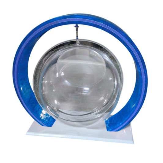 Double Bowl 6-inch Blue Round Fish Bowl – Standing & Hanging Decorative Aquarium for Home & Office | 2-in-1 Double Bowl Round Fish Tank