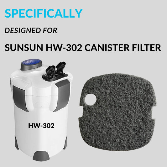 SUNSUN Nitrate Remove Infused Media Filter Pad (Pack of 2) | Suitable for HW-302 | Removes Nitrates Safely from Aquarium Water | Original from Tunai Store (Dark Grey, HW-302)