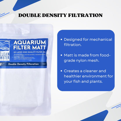 The Clean Water Series Aquarium Filter Matt | 2X Layer Filtration Pad (Food-Grade Nylon Mesh)