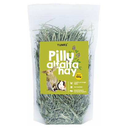 Tunai Pillu Alfalfa Sun Dried Hay for Rabbit, Hamsters, Lactating Guinea Pigs and White Mice (Alfalfa Hay - 500g)