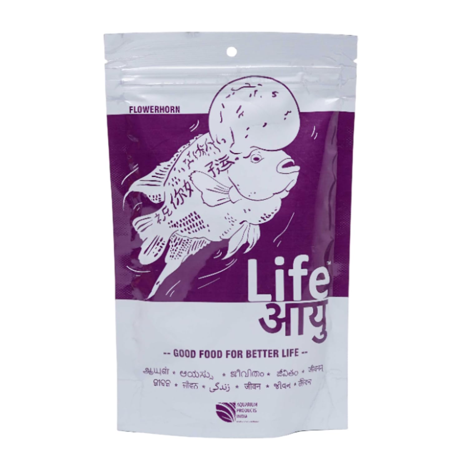 Life AAYU Flowerhorn Fish Food | Ayurvedic Growth & Color Booster Formula with Tulsi, Papaya & Red Paprika | for Juvenile and Adult Flowerhorns | (Medium, 100gms)
