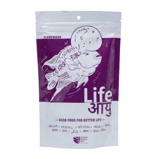 Life AAYU Flowerhorn Fish Food | Ayurvedic Growth & Color Booster Formula with Tulsi, Papaya & Red Paprika | for Juvenile and Adult Flowerhorns | (Small, 100gms)