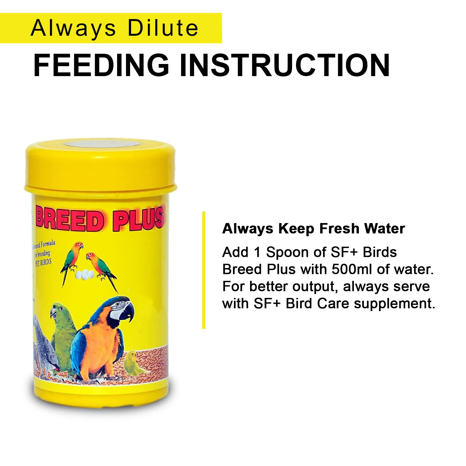 SF+ Breed Plus Advanced Formula for Bird Breeding |50g| Improves Better Fertility, Egg Production for Love Birds, Budgies, Cockteils & Finches