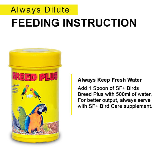 SF+ Breed Plus Advanced Formula for Bird Breeding |50g| Improves Better Fertility, Egg Production for Love Birds, Budgies, Cockteils & Finches