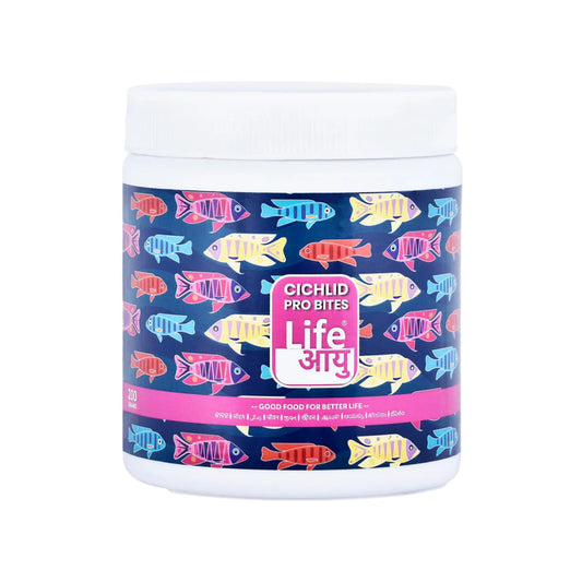 Life AAYU Cichlid Pro Bites Fish Food | Colour-Enhancing Ayurvedic Pellets for Cichlids | Ideal for All Cichlid Species (100gms)