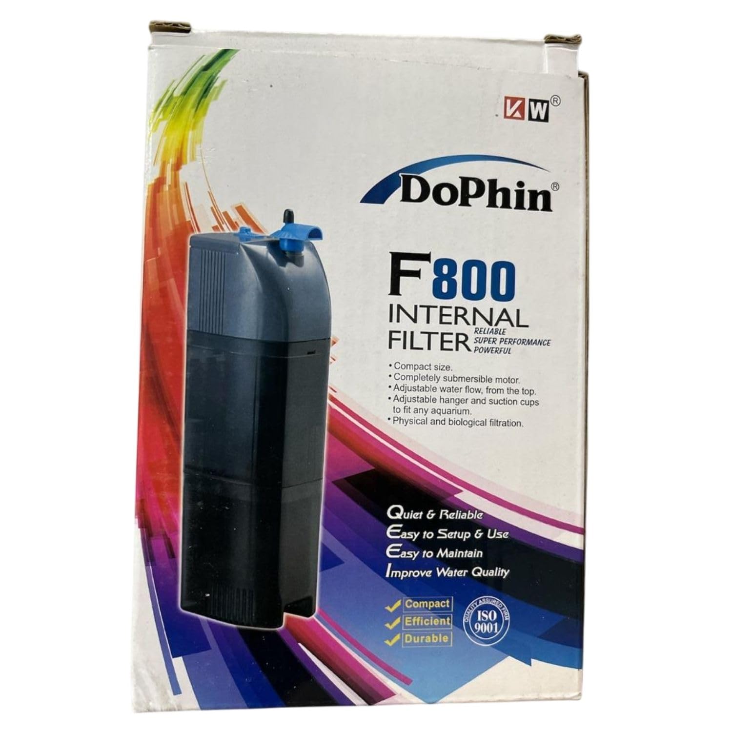 TUNAI Dophin F800 Internal Filter for Aquarium Fish Tank | Completely Submersible Motor | Output: 400/360 L/H | Suitable for Fish Tank Size 80L