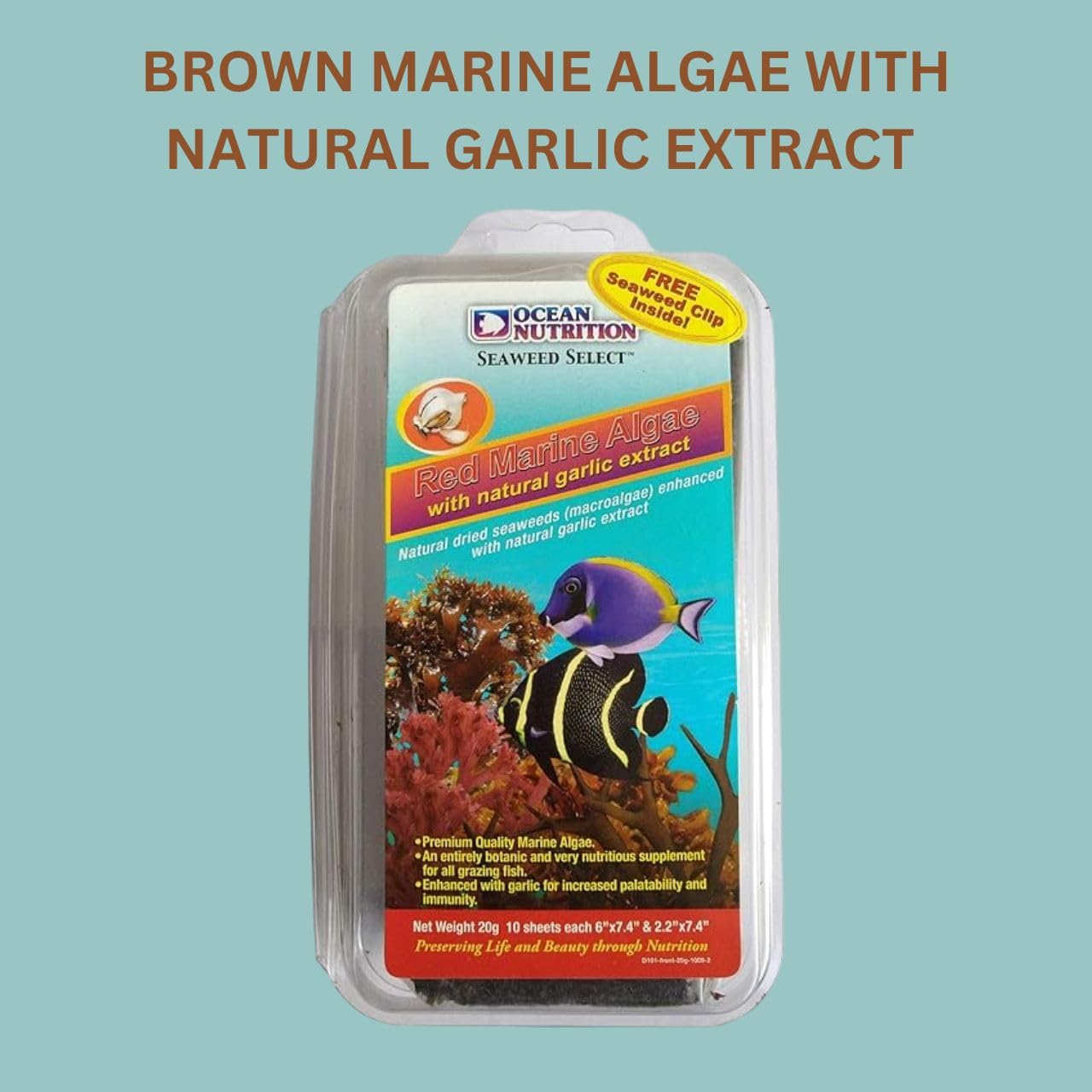 ON+ Red Marine Algae with Natural Garlic Extract Fish Food (Original from Tunai Store) Marine Algae (20gms, Red Marine Algae)