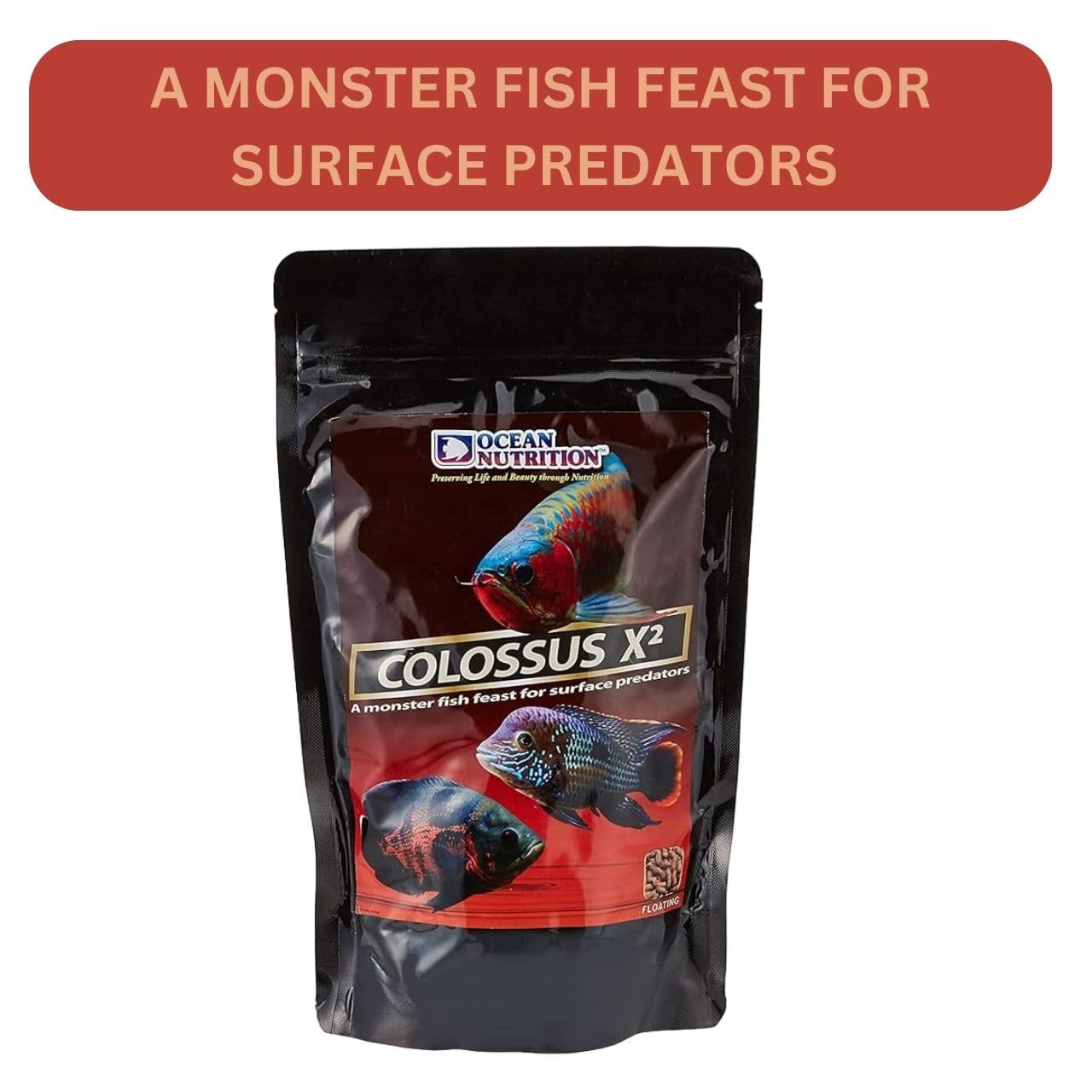 ON+ Colossus X2 Floating Protein Sticks Fish Food (Original from Tunai Store) | A Monster Fish Feast for Oscar, Cichlids, Arowana, Red Parrot & Other Monster Fish (500gms, Floating Sticks)