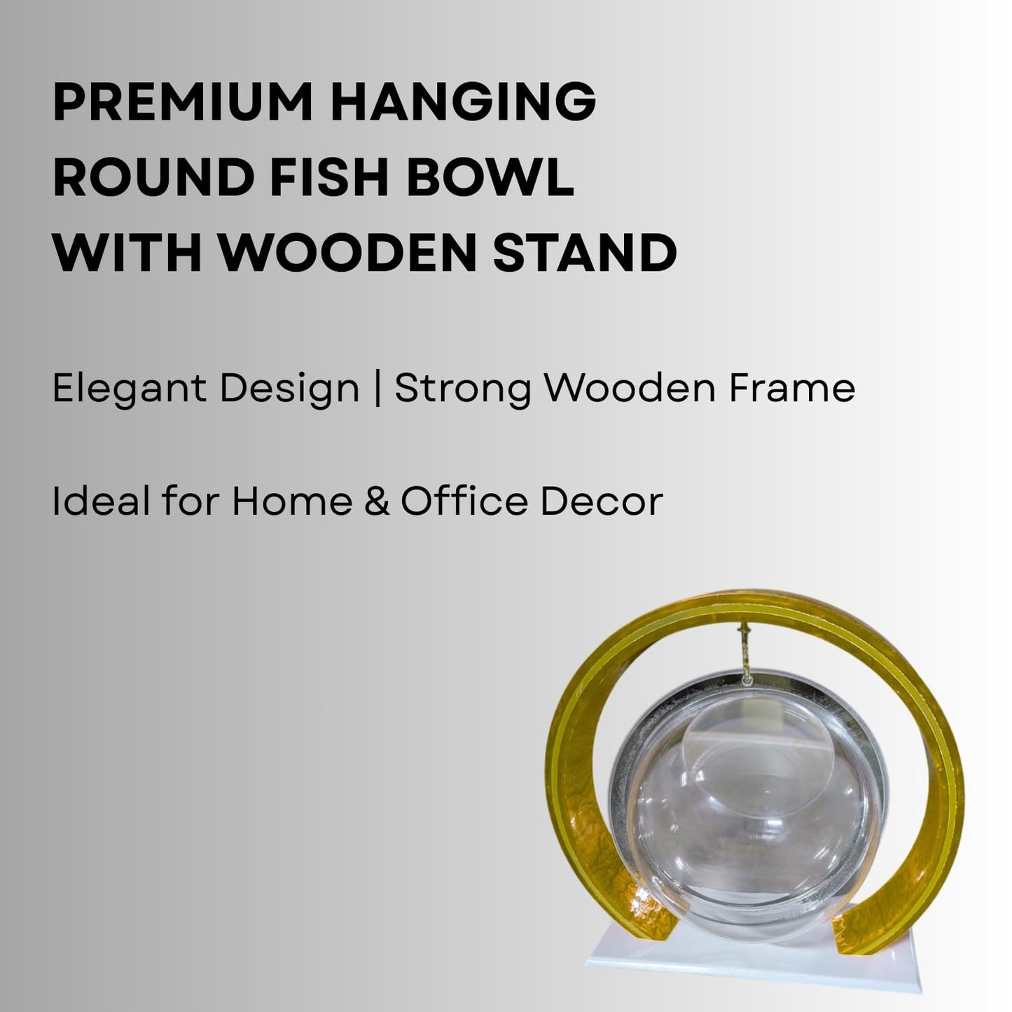 Double Bowl 6-inch Gold Round Fish Bowl – Standing & Hanging Decorative Aquarium for Home & Office | 2-in-1 Double Bowl Round Fish Tank