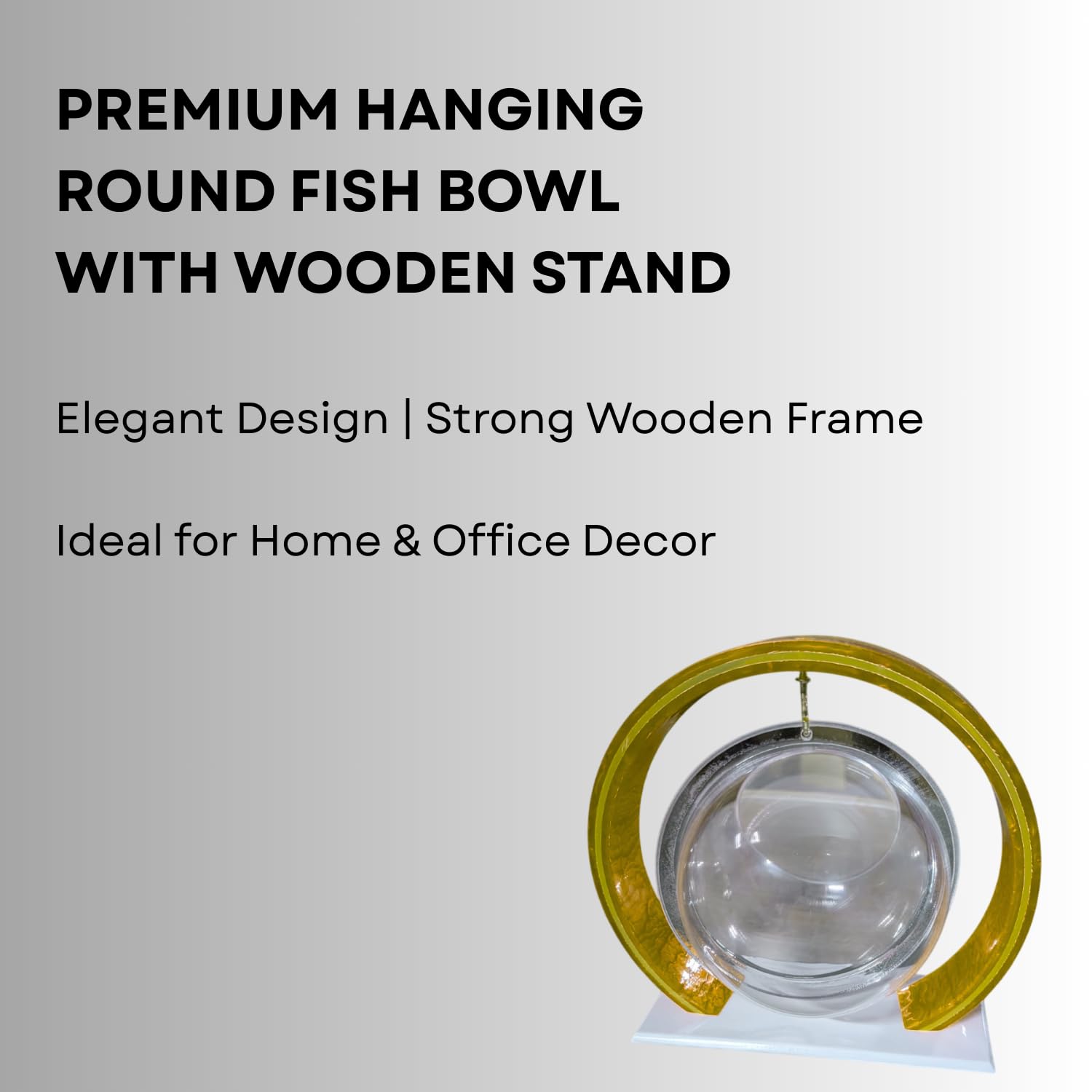 Double Bowl 6-inch Gold Round Fish Bowl – Standing & Hanging Decorative Aquarium for Home & Office | 2-in-1 Double Bowl Round Fish Tank