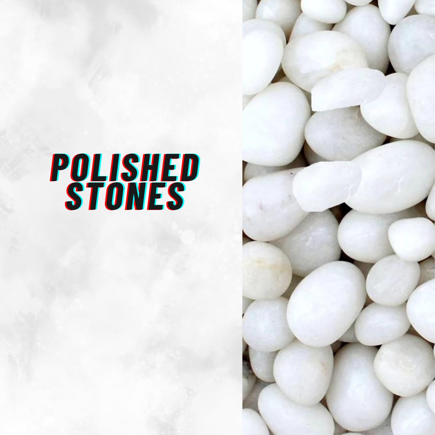 TUNAI Pebble Stones Substrate for Fish Tank, Aquarium, Terrarium, Paludarium (1KG) for Office and Home Decor, Plants and Other Purpose (White, Standard)