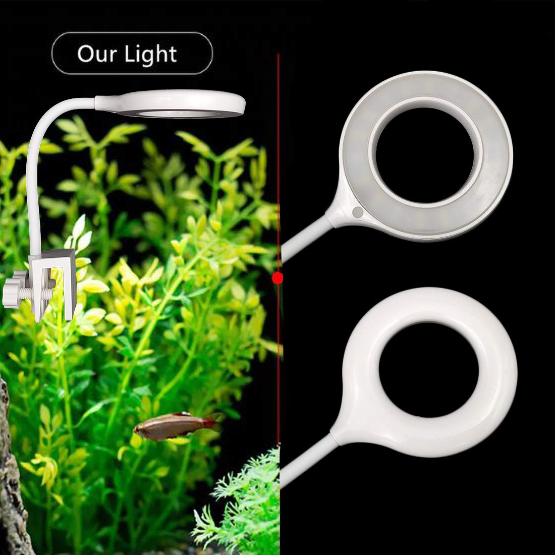 Rs Electrical Aquarium Fish Bowl Clip On Clamp Led Light Lamp For Small Fish Tanks Super Bright Blue White Led - 6.4W Energy Saving By Visual Arrest, Pack of 1