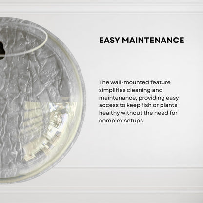 Wall Mount 6-inch White Round Shape Fish Bowl – Without Stand | Modern Aquarium for Home, Office & Café Décor | Compact and Space Saving Design | Elegant Fish Tank & Plant Terrarium