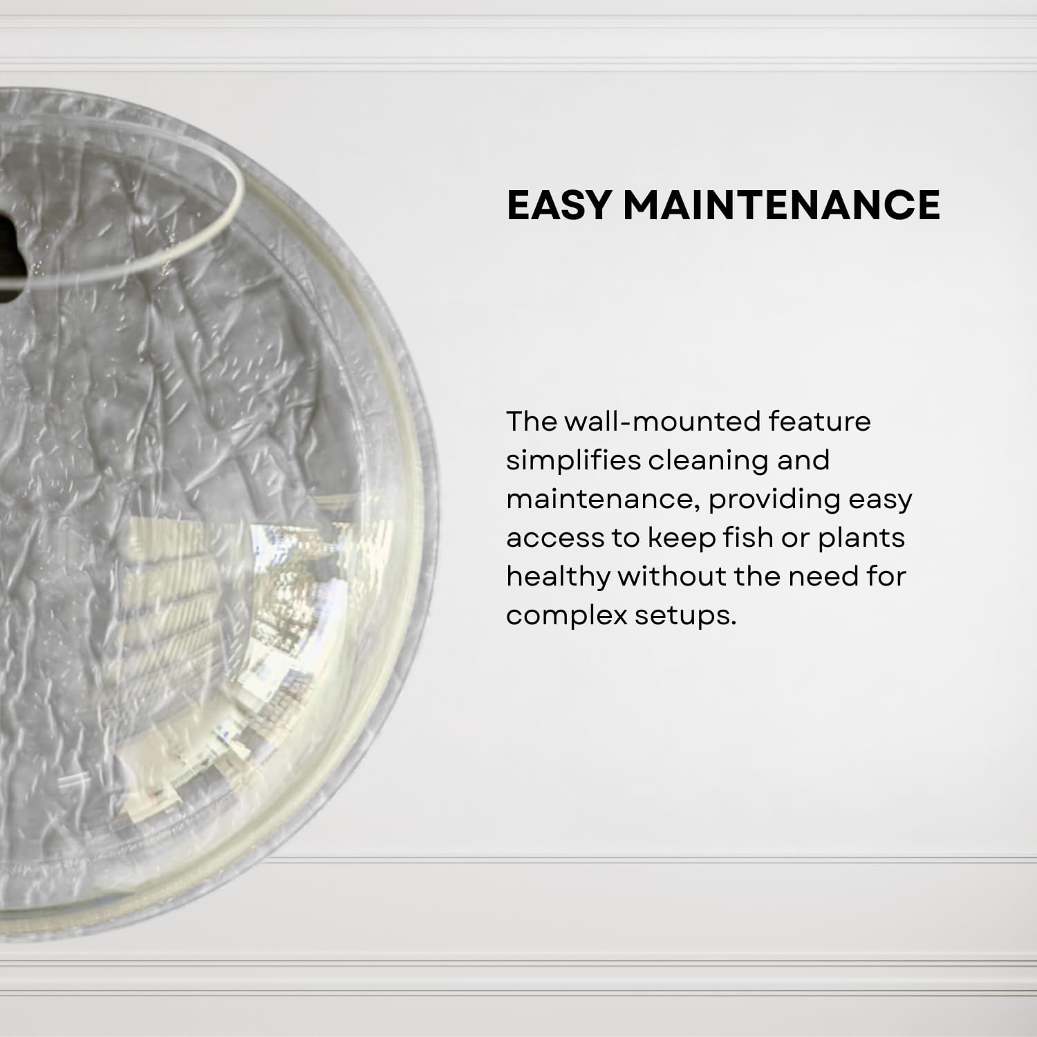 Wall Mount 12-inch White Round Shape Fish Bowl – Without Stand | Modern Aquarium for Home, Office & Café Décor | Space Saving & Compact Design | Elegant Fish Tank & Plant Terrarium