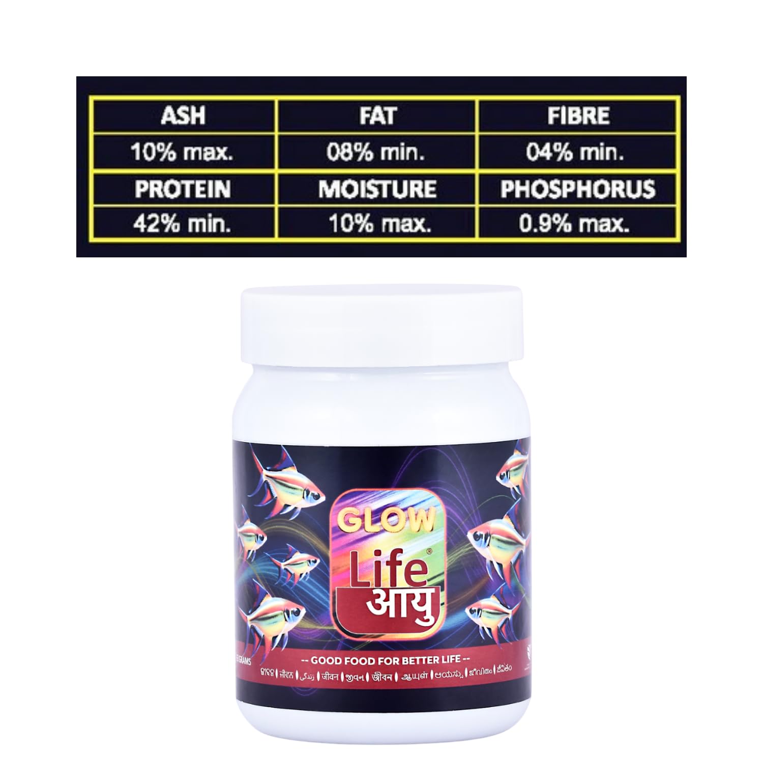 Life AAYU Glow Fish Food | Natural Color Enhancer with Spirulina, Paprika & Beta Carotene | Floating Pellets | (63 GMS)