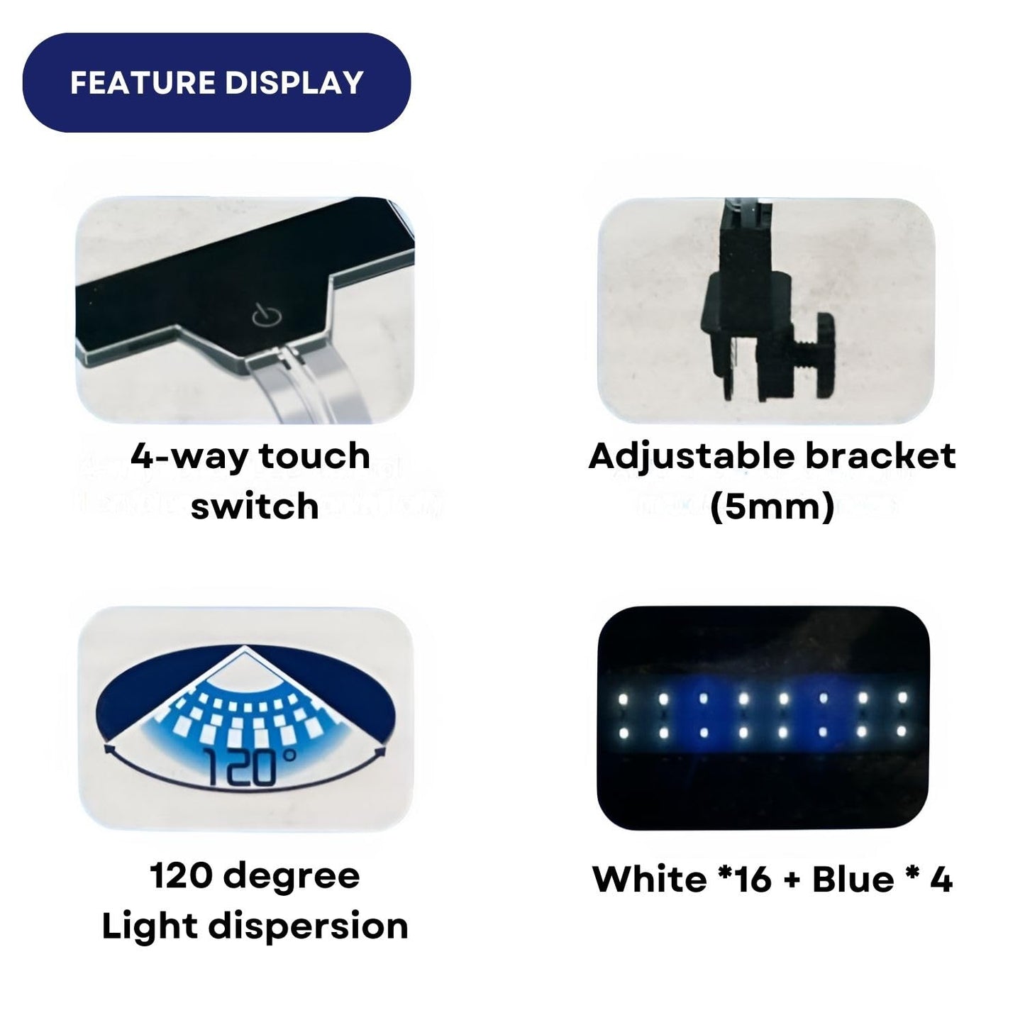 TUNAI Dophin LED108 Slim LED Light for Aquarium Fish Tank | LED Light with Memory Function | 4-Way Touch Switch | (Original from Store)