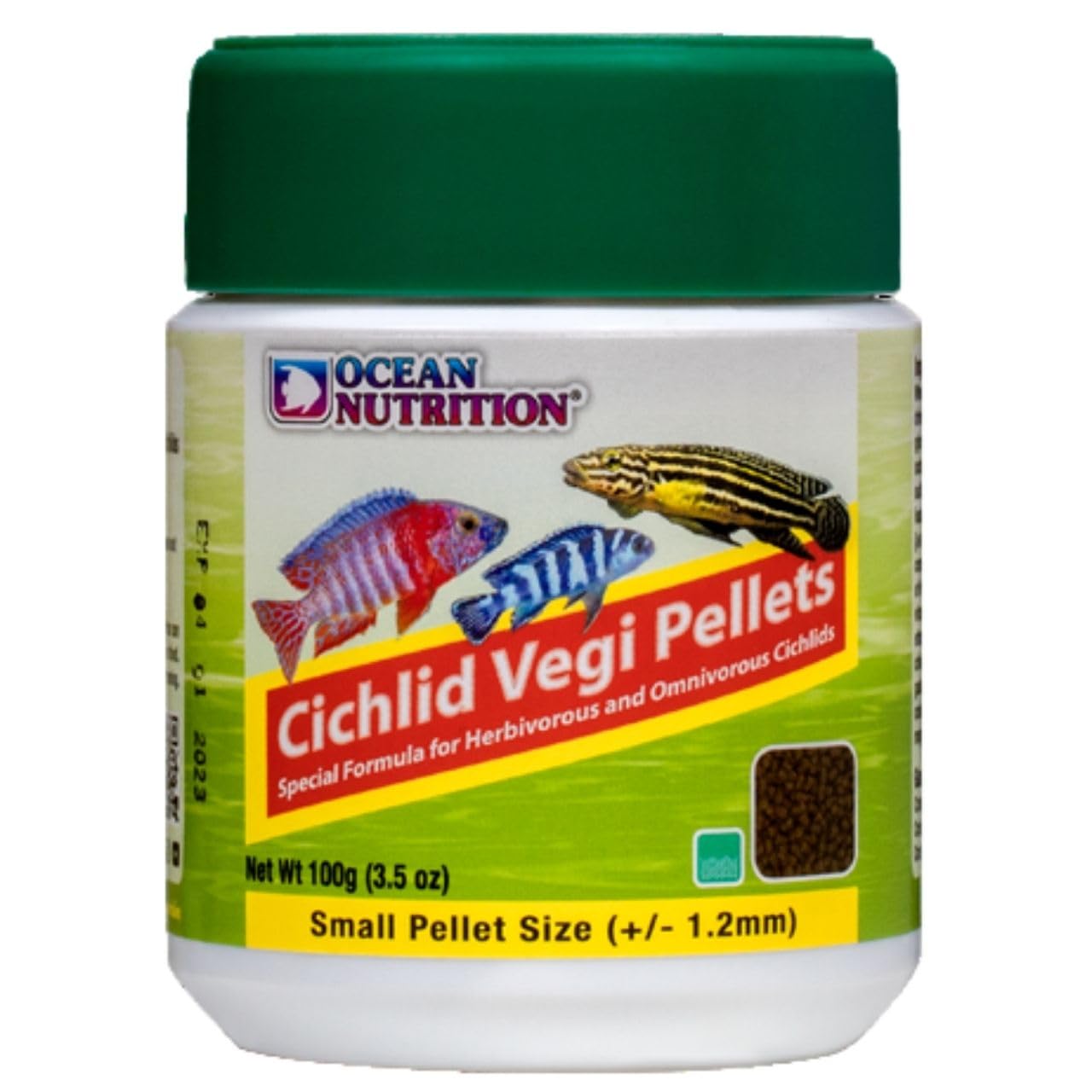 ON+ Cichlid Vegi Pellets Fish Food (Original from Tunai Store) | Special Formula for Herbivorous and Omnivorous Cichlids (100gms, Small Pellets)