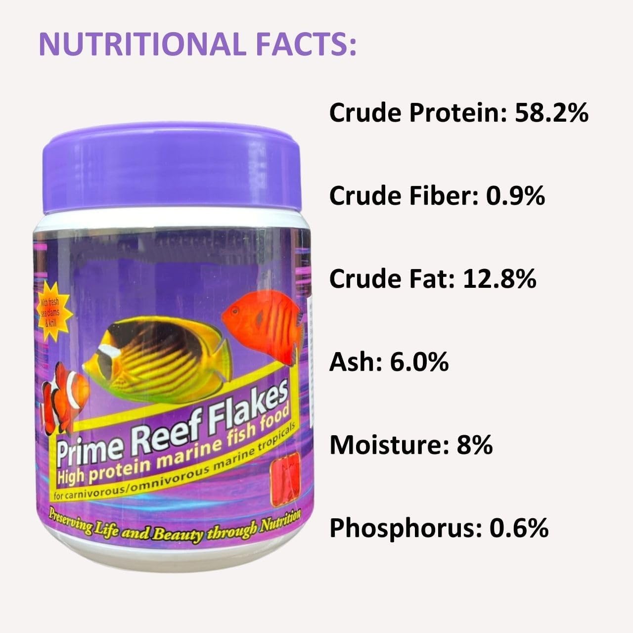 ON+ Prime Reef Flakes High Protein Marine Fish Food | 34g | Originally from TUNAI Store