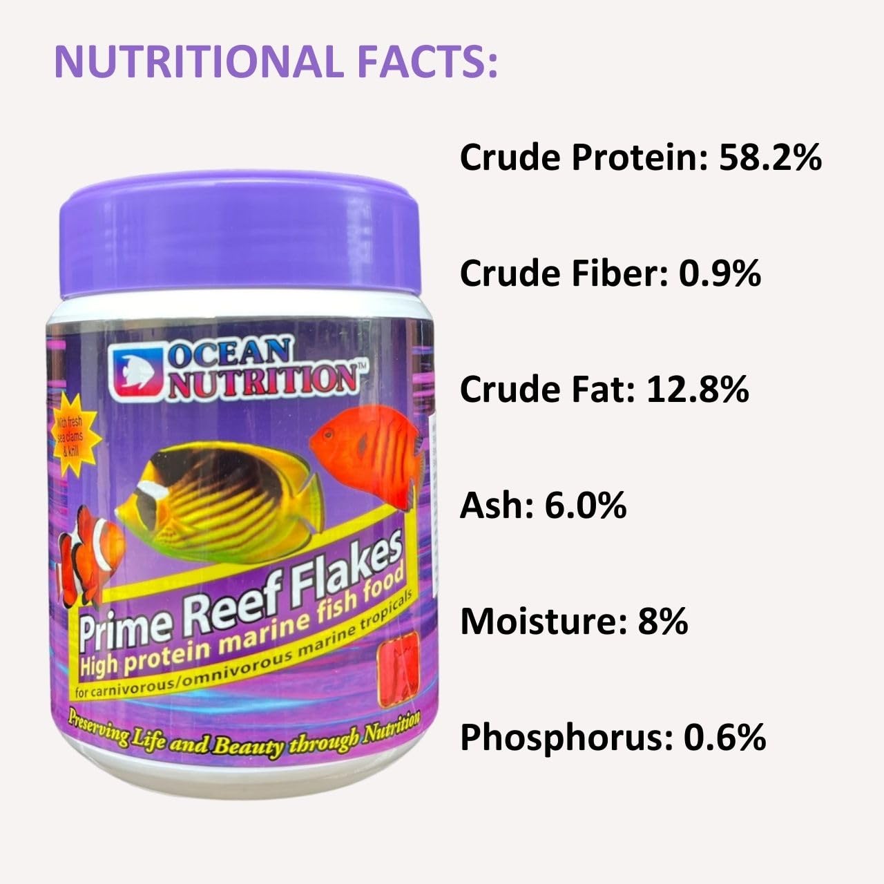 ON+ Prime Reef Flakes High Protein Marine Fish Food | 71g | Originally from TUNAI Store