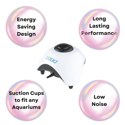 S0B0 SB-830A Air Pump for Aquarium Fish Tank | Energy Saving Design | Long Lasting Performance | Super Silent Design | Single Outlet | Power: 5W | F.Max: 6L/min | Original from Tunai Store