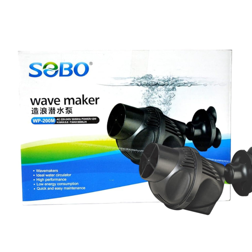 S0B0 WP-200M Super Wave Maker for Aquarium Fish Tank | Ideal Water Circulator | Multi-Angle Adjustable | Fully Submersible | Power: 12W | F.Max: 5000L/H | (Original from Tunai Store)