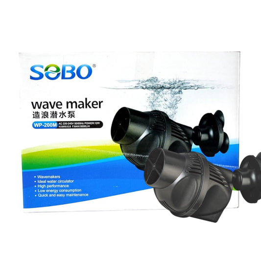 S0B0 WP-200M Super Wave Maker for Aquarium Fish Tank | Ideal Water Circulator | Multi-Angle Adjustable | Fully Submersible | Power: 12W | F.Max: 5000L/H | (Original from Tunai Store)