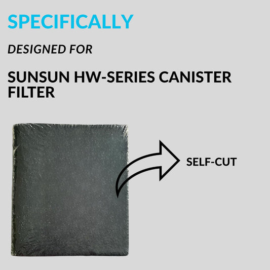 SUNSUN Carbon Infused Filter Media Pad | Suitable for All HW-Series Canister Filters | Self-Cut Filter Pad | Original from Tunai Store (Black, Square)