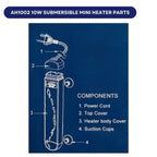 Dophin AH1002 10W Submersible Mini Heater | Fully Submersible | Suitable for Both Fresh and Marine Water | Suitable for Tank Size 20L | (Original from Tunai Store)
