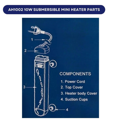 Dophin AH1002 10W Submersible Mini Heater | Fully Submersible | Suitable for Both Fresh and Marine Water | Suitable for Tank Size 20L | (Original from Tunai Store)