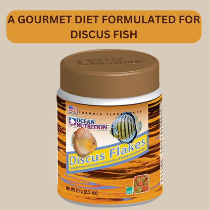 ON+ Discus Flakes Fish Food (Original from Tunai Store) | Specially Formulated Flake Food for Discus Symphysodon Spp (71gms, Flake)