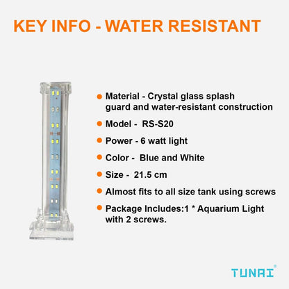 TUNAI+ Imported RS-S20 LED Light Set Up for Aquarium Fish Tank (White, RS-S20)