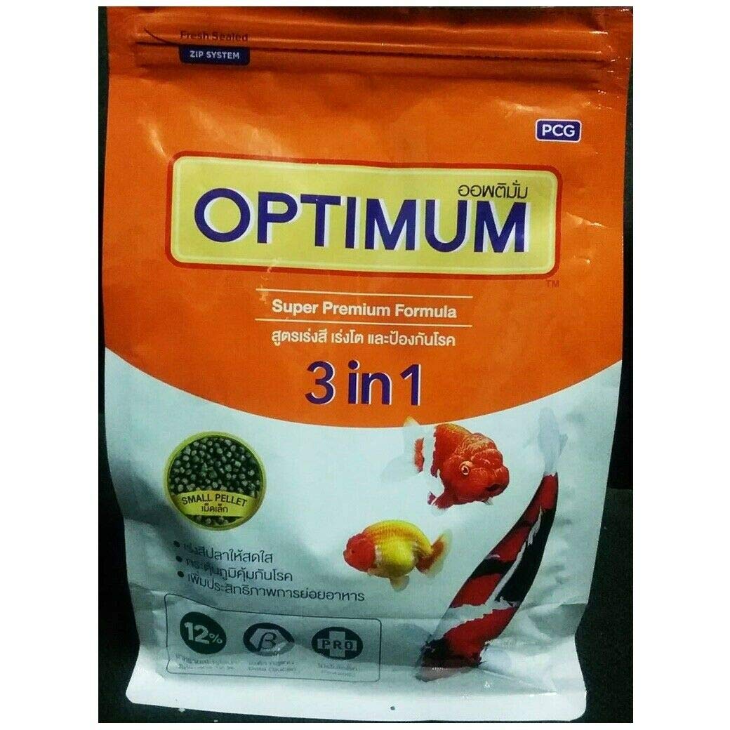 Optimum All Life Stages 3 in 1 Super Formula Fish Food for Carp, Goldfish and Cichlid Spirulina 12% Floating Type Small Pellet, 400 g,Pack of 1