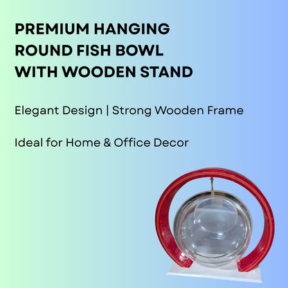Double Bowl 6-inch Red Round Fish Bowl – Standing & Hanging Decorative Aquarium for Home & Office | 2-in-1 Double Bowl Round Fish Tank