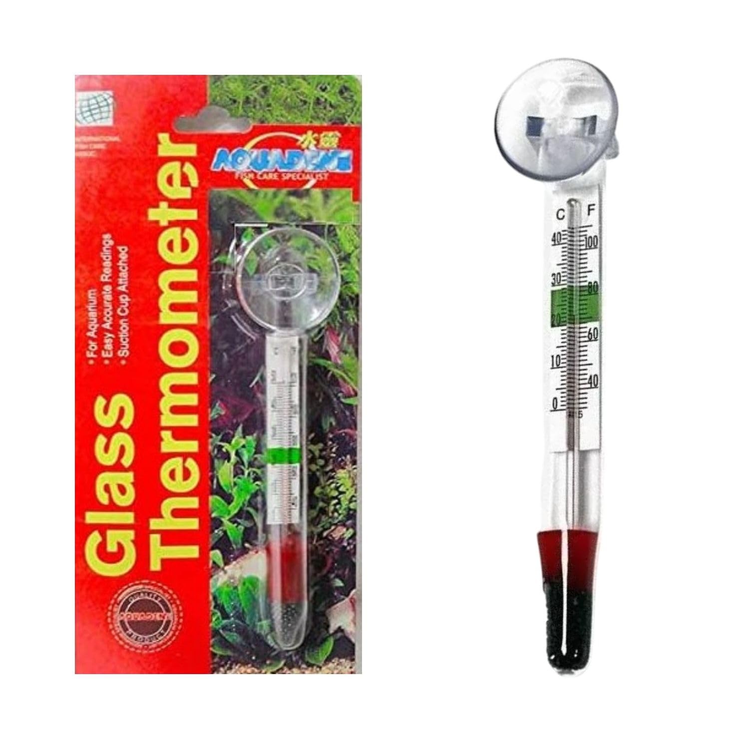 Dophin TH-002 Glass Thermometer | Easy Accurate Readings | Maintains Biological Balance | Suction Cup Attached | (Original from Tunai Store) (TH-002)