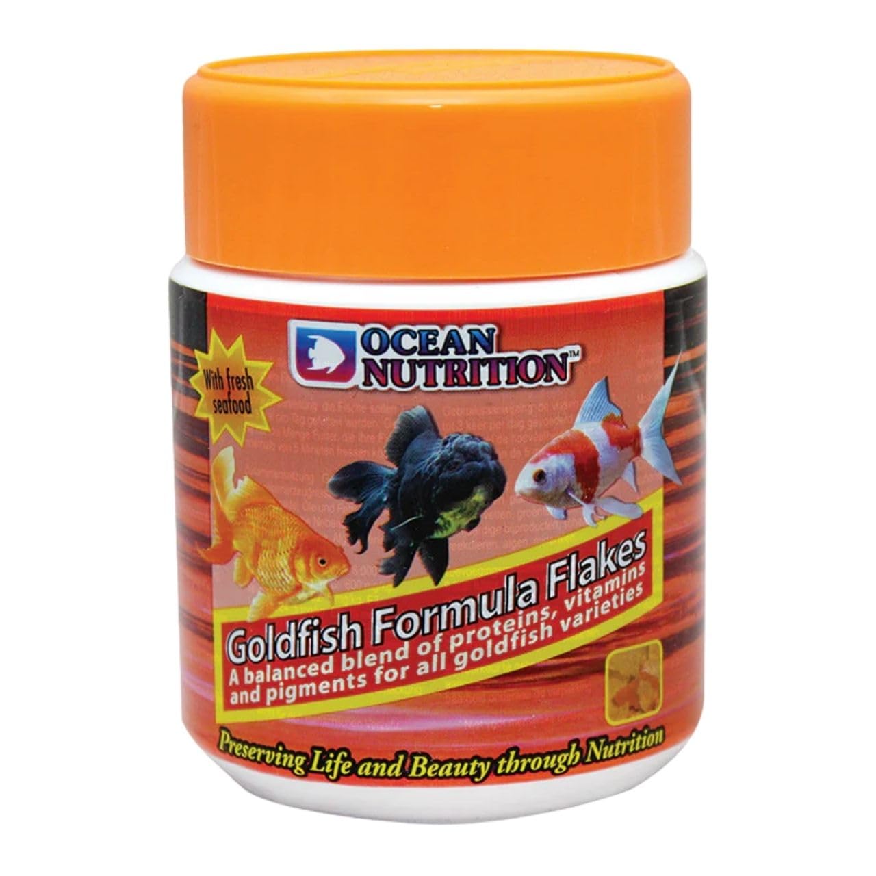 ON+ Goldfish Formula Flakes Fish Food for Gold Fish | 71g |34% Rich Protein Flakes for Gold Fish, Small Koi, Angelfish and Other Carp Varieties (Original Import Fishfood from Tunai Store)