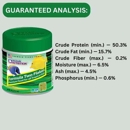 ON+ Formula Two Flakes Fish Food (Original from Tunai Store) | Premium Flake Food for All Tropical Fish (34gms, Flake)