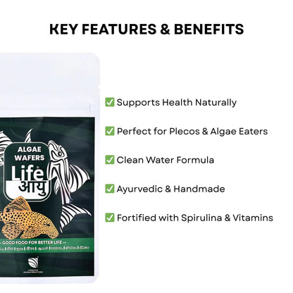 Life AAYU Algae Wafer Fish Food | Zucchini & Dandelion Formula for Plecos and Algae Eaters | Improves Digestion & Water Clarity (15 GMS)