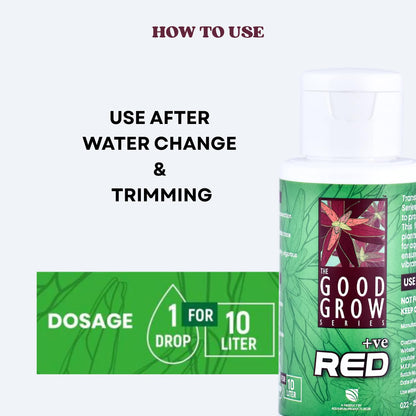 The Good Grow Series RED +ve | Liquid Supplement for Aquatic Plants | Designed to Provide Essential Trace Elements, Especially Iron (50 ml)
